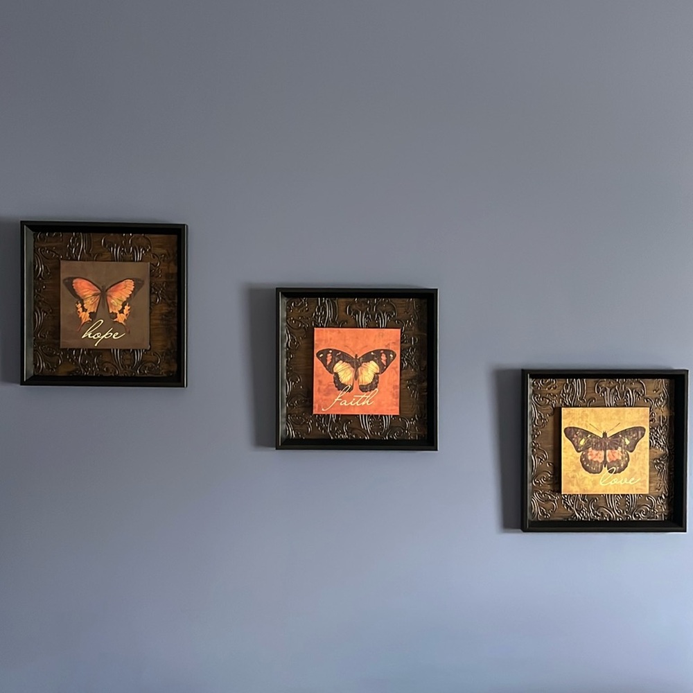 Wall decor butterfly  hope faith love 10 3/4 inch square